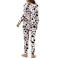 thumbnail image 3 of SCRAWLGOD Cow Print Brown White Black Women's 2 Pieces Pajama Set Soft Round Collar Long Sleeve Sleepwear with Elastic Band Breast-Pocket Loungewear Pjs Sets with Pockets, M, 3 of 7