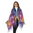 thumbnail image 3 of FORMRS Womens Scarf Winter Soft Long Big Warm Shawls Wrap Tassel Scarves, Large Purple Flowers, 3 of 9