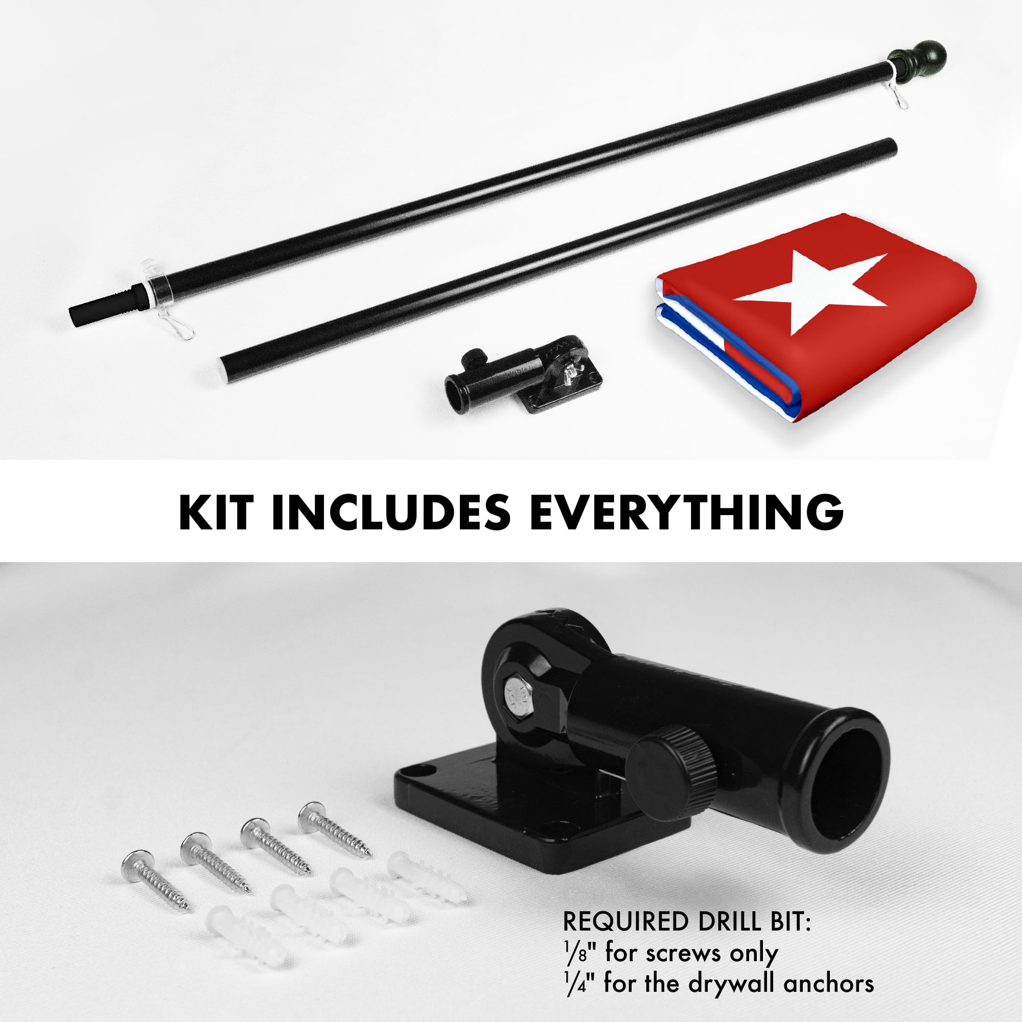 G128 Combo Pack: 6 Feet Tangle Free Spinning Flagpole (Black) Cuba Cuban Flag 3x5 ft Printed 150D Brass Grommets (Flag Included) Aluminum Flag Pole