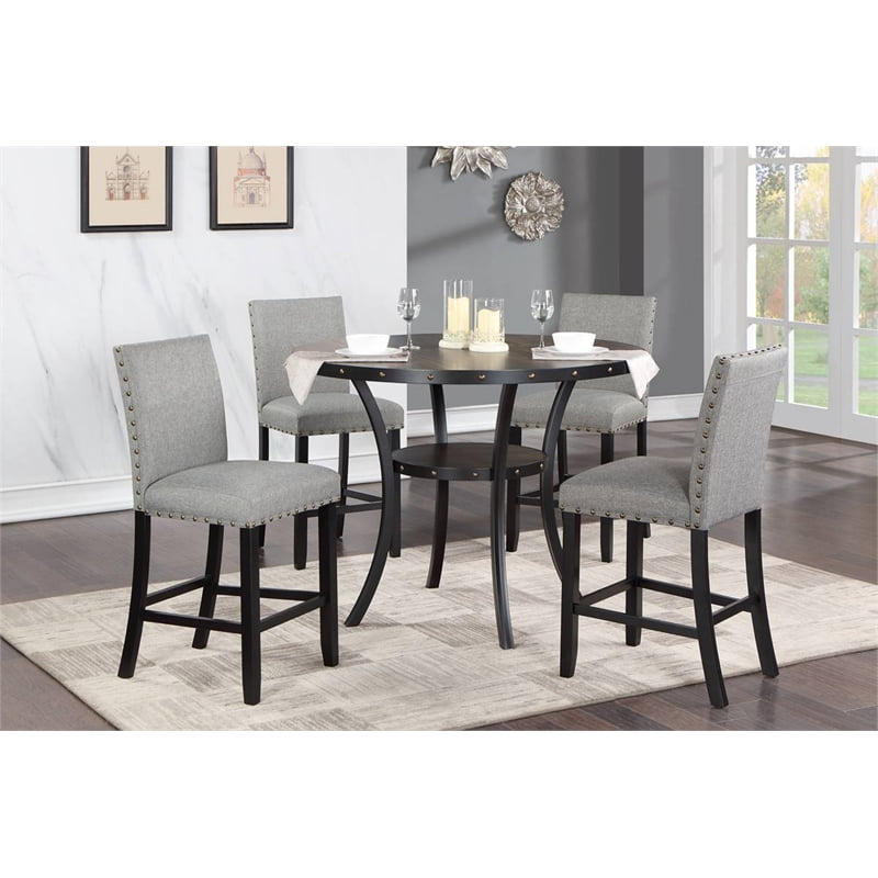 5 Pieces Counter Height Wooden Dining Set Dining Table & 4 Kitchen