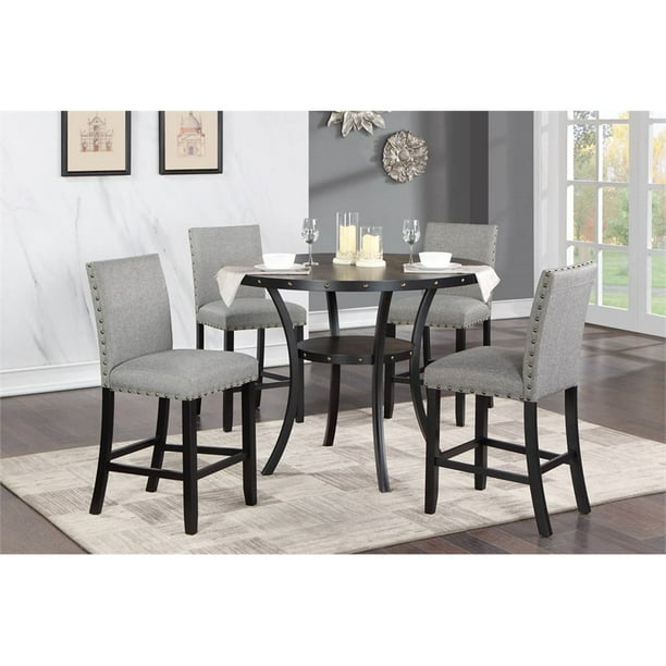 5 Pieces Counter Height Wooden Dining Set Dining Table & 4 Kitchen
