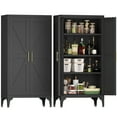 thumbnail image 5 of S-HOME Metal Adjustable Pantry Cabinet With 2 Doors And Adjustable Shelves, All Steel Storage Locker For Kitchen And Office，Black, 5 of 11