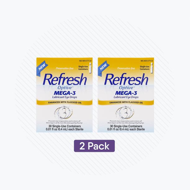 Refresh Optive Lubricant Eye Drops, Mega3 (2 x 30 pack) 60ct Pack