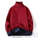 thumbnail image 4 of Suéter de terciopelo de una pieza de otoño e invierno para hombre, suéter de cuello alto de color sólido con solapa, suéter informal para jóvenes, 4 of 6