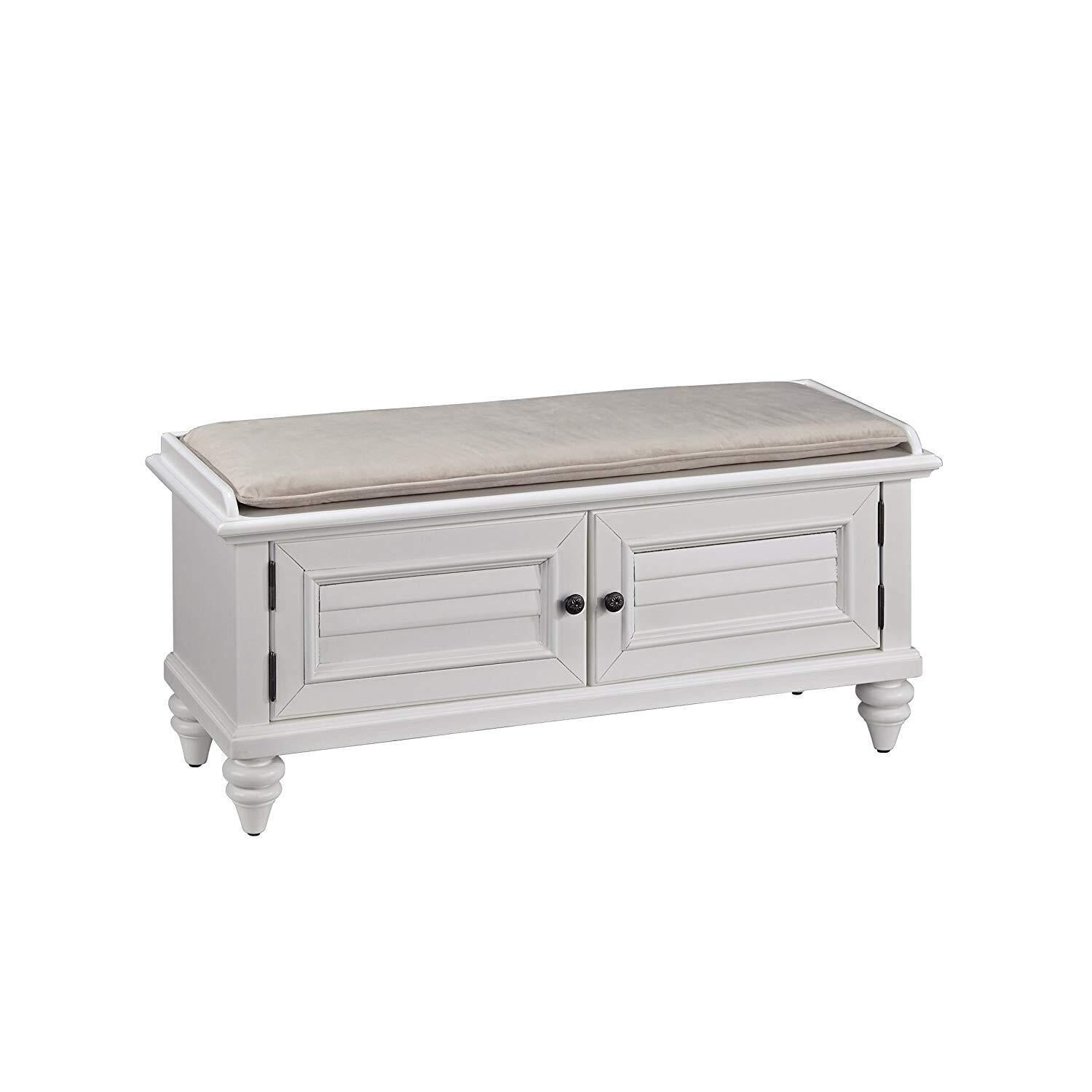 Storage Bench Baroque Style MDF White Storage Bench Baroque Style MDF White
