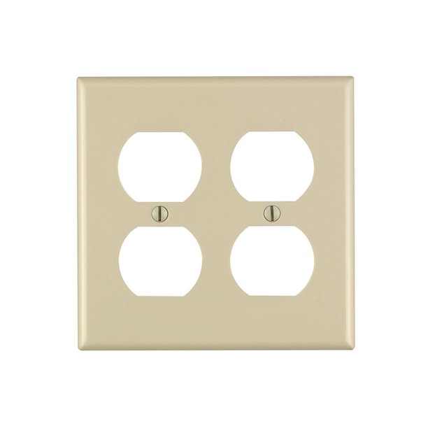 Placa de pared dúplex termoestable de 2 elementos Leviton 86016, color marfil