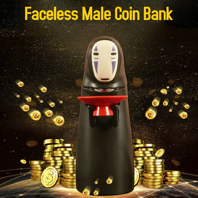 Caja de ahorro de banco de monedas masculinas sin rostro japonés con sonido de boca abierta juguete para regalo creativo en movimiento