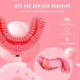 thumbnail image 4 of Cepillo de dientes para niños en forma de U NQ Rosa S Suave 360° Silicona 2 a 6 años, 4 of 5