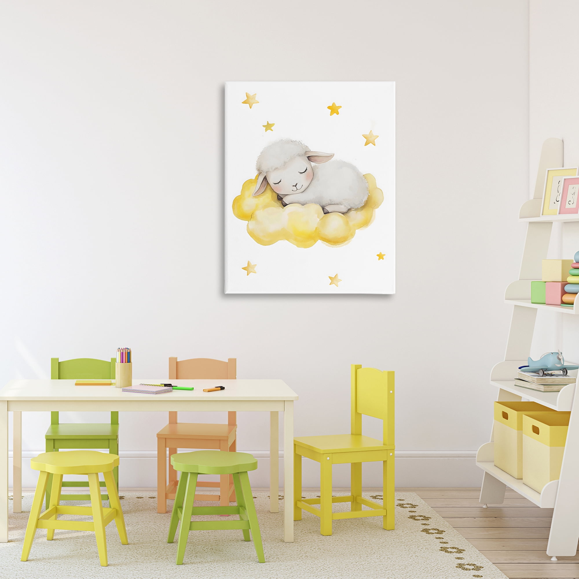 Stupell Industries Sleeping Sheep on Yellow Cloud Canvas Wall Art, design by LSR Design Studio