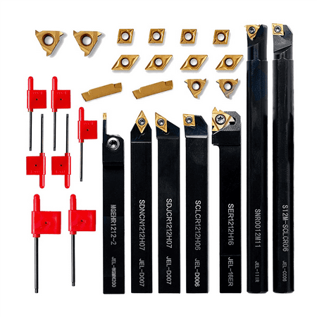 

Lathe Threading Tool Set 21 Pieces - 7 Pcs 1/2Inch Turning Boring Bars with 14 Pcs Indexable Carbide Inserts B