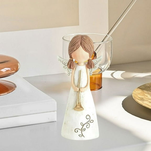 Hand-Carved Resin Angel Statue 3.9 Inch with Memorial Quote, Sympathy Gift for Home & Desk Decor - Hand-Painted White Ornament for Shelves, Keepsake