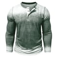 thumbnail image 3 of Previn Men's Vintage Henley Shirt Long Sleeve Top Button Crew Neck Casual Fall Fashion Winter Pull On Henley Shirt Green 3X-Large, 3 of 5