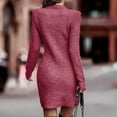 thumbnail image 4 of JIKNTTR Women Knit Dress Puff Long Sleeve Dress for Fall Winter Round Neck Casual Tunic Dress Oversized Sweater Dress Soft, 4 of 4
