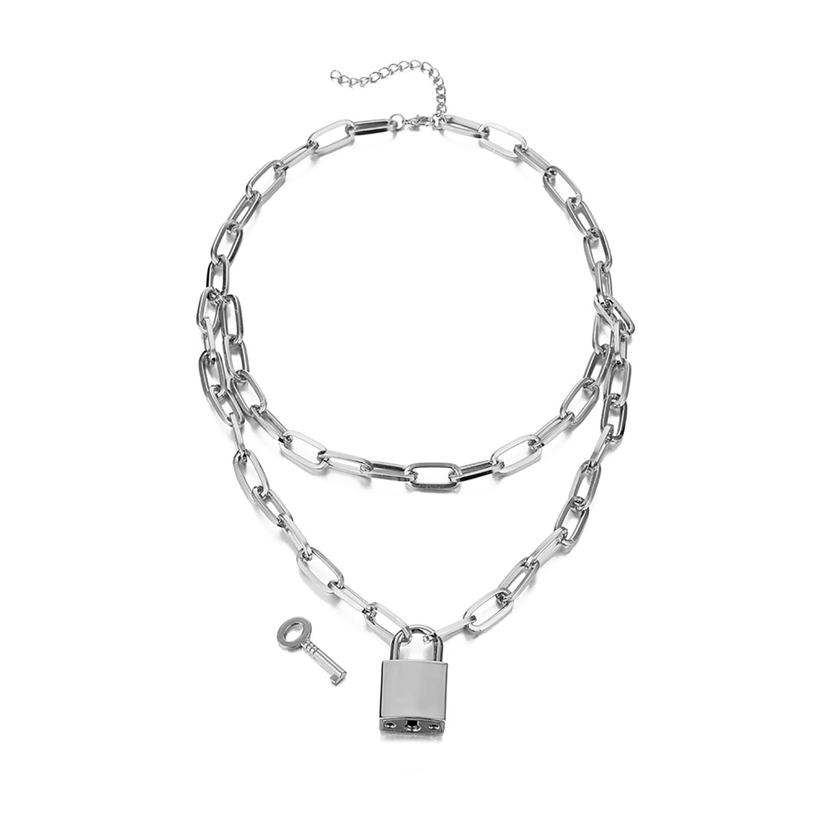 HOT Alloy Lock Pendant Necklace Charms Padlock Long Chain Choker Jewelry  Fashion