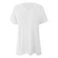 thumbnail image 1 of Gibobby Camiseta Powerblend con Cuello en V Camiseta suelta informal con cuello en V para mujer, blusa manga corta con estampado(Blanco,XL), 1 of 4
