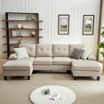 thumbnail image 2 of Pingliang Home 105" Sectional Sofa U Shaped Sofa Couch with Double Chaises, Modern Linen 4 Seat Sofa for Living Room,Apartment,Office,Studio, 2 of 10