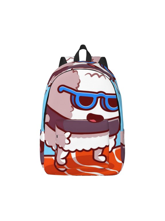 Xecao Sushi Salmon Surfing for Canvas College Laptop Backpack, Durable Rucksack Travel Notebook Bag School Backpack Book Bag for Men Women