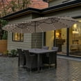 thumbnail image 4 of Costway 15Ft Patio Double-Sided LED Market Umbrella Crank Solar Powered Tan, 4 of 11
