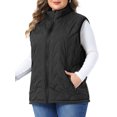 thumbnail image 4 of Agnes Orinda Women's Plus Size Quilted Puffer Vest Stand Collar Sleeveless Zip‑Up Gilet Lightweight Warm Casual Outerwear with Pockets 1X Black, 4 of 6