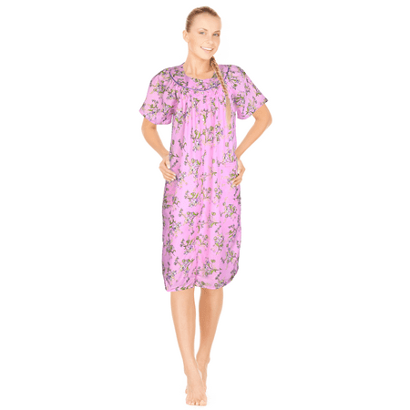 

JEFFRICO Womens Dusters For Women Snap Front Housecoat Lounger Duster House Dress Short Sleeve Nightgowns Pajamas Robe Plus Size