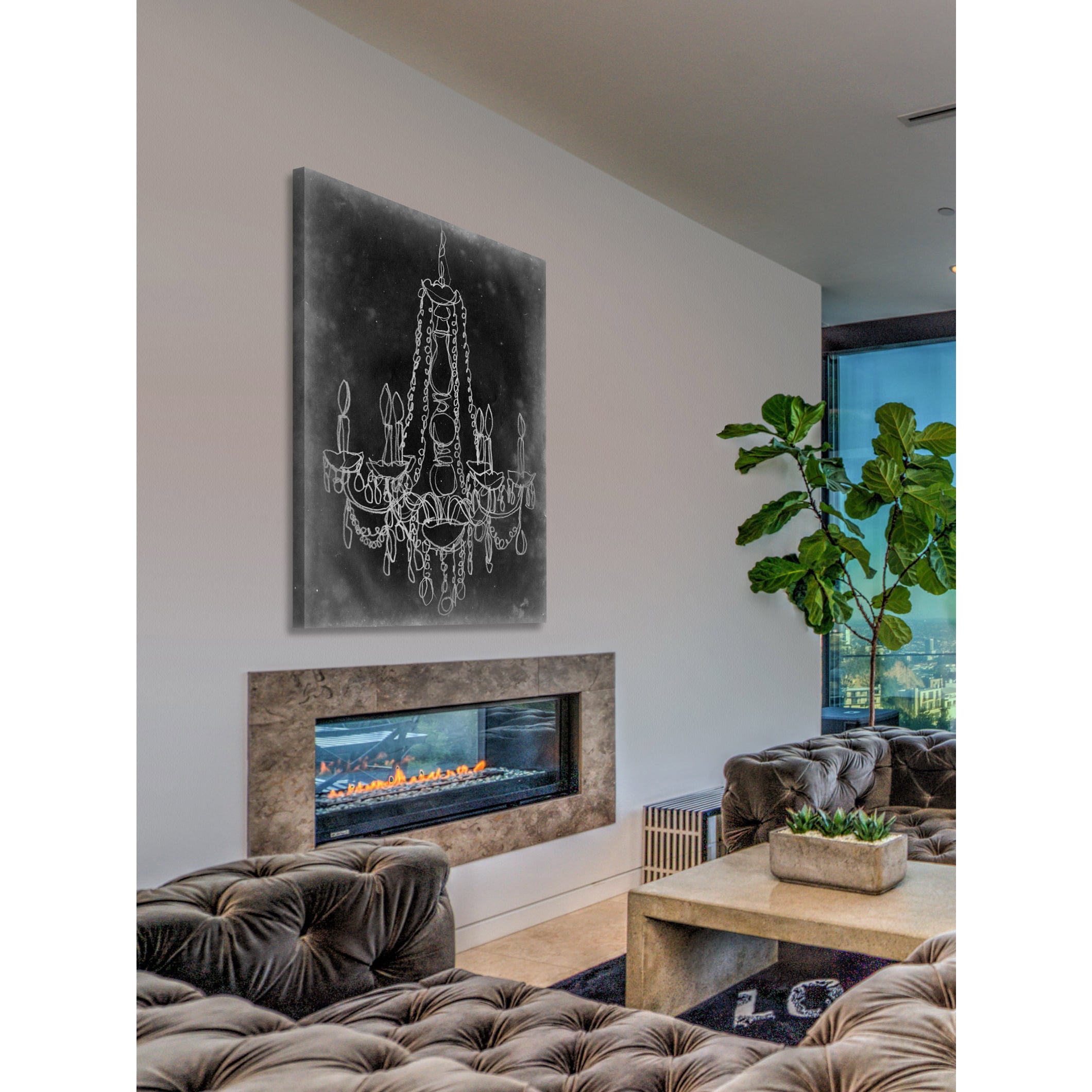 Marmont Hill "Chalkboard Chandelier I" Painting Print on Wrapped Canvas