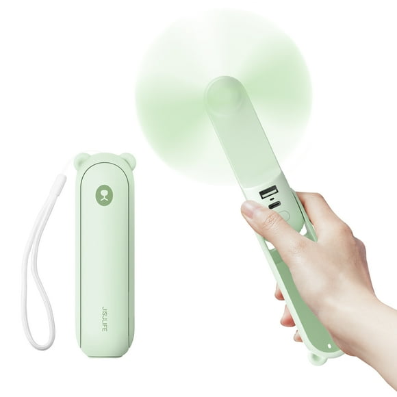 JISULIFE Handheld Fan with 4800 mAh Powerbank, Pocket Personal Fan, Enhanced Airflow, Rechargeable Quiet Mini Fan
