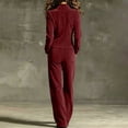 thumbnail image 6 of Edvintorg Wide Leg Jumpsuits for Women Long Sleeve Zip up Casual Rompers with Pant One Piece Romper for Women Xs-2XL Wine, 6 of 8