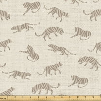 Ambesonne Exotic Fabric by the Yard Upholstery, Minimalist Animal Print Cat, 1 Yard, Eggshell Warm Taupe Tan