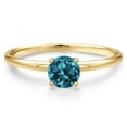 thumbnail image 3 of Gem Stone King 14K Yellow Gold London Blue Topaz Engagement Ring for Women | 1.10 Cttw | Round 6MM | Gemstone November Birthstone | Size 8, 3 of 6