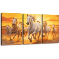 Hieng 3Pieces Animal Canvas Wall Art Decor Set Modern Giclee Artwork Painting Abstract Colorful Horses Wall Art for Living Room Home Decoration Unframed