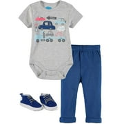 Bon Bebe Boys 0-9 Months Cars Bodysuit Pant Set With Shoes(Grey 0/3 Months)