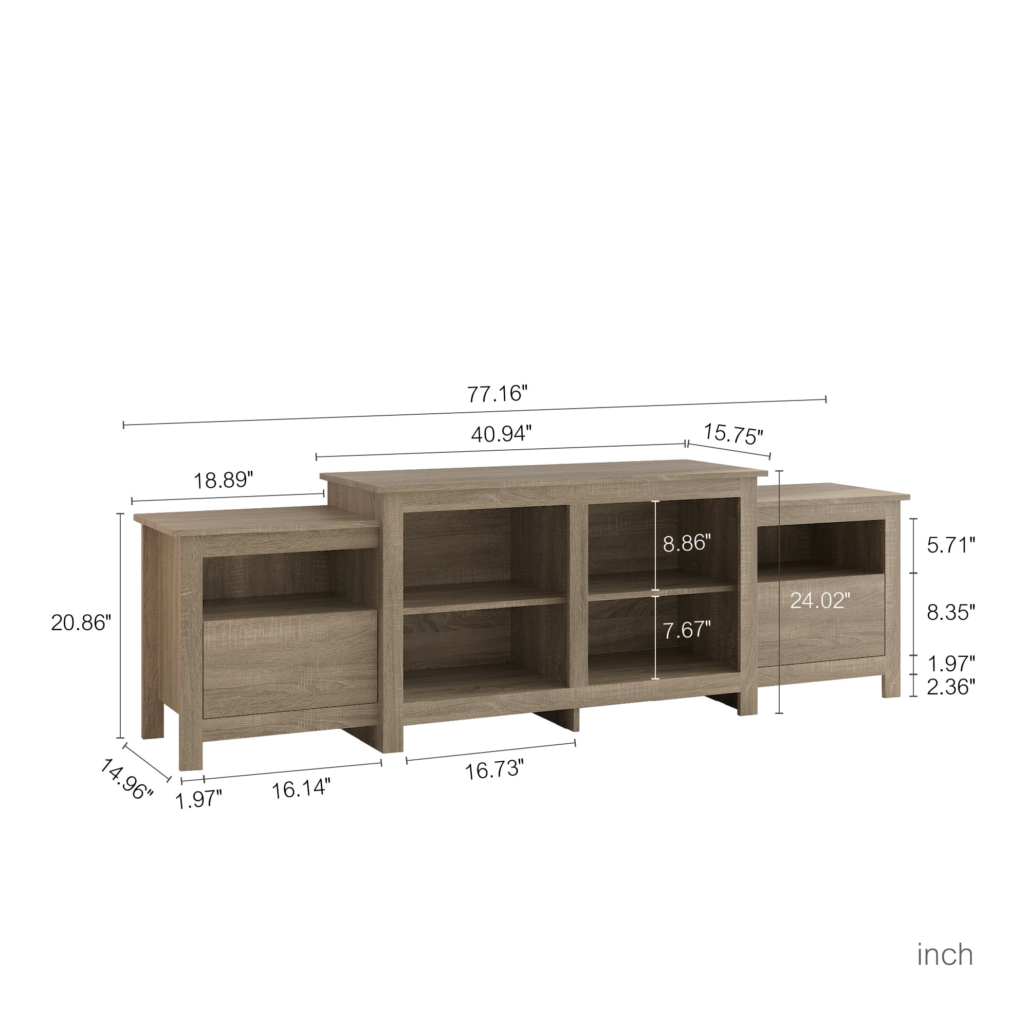 Resenkos Mid Century Modern LED Entertainment Center Wood TV Stand with Media Storage, Light Coffee Resenkos Mid Century Modern LED Entertainment Center Wood TV Stand with Media Storage, Light Coffee