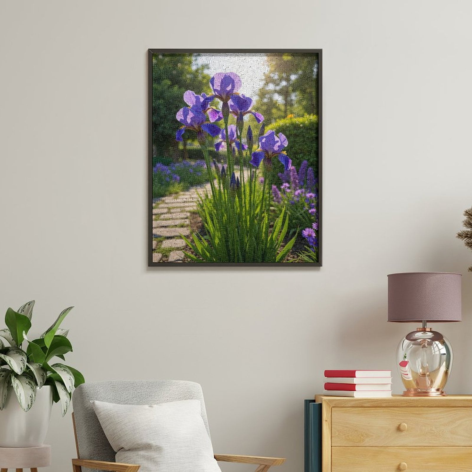 Paint by Numbers Kit for Adults, Blooming Purple Iris Garden Path Paint by Numbers, Easy Paint by Numbers Kit for Adults Beginner, DIY Adult Paint by Number Kits on Canvas, 12x16in Home Decor