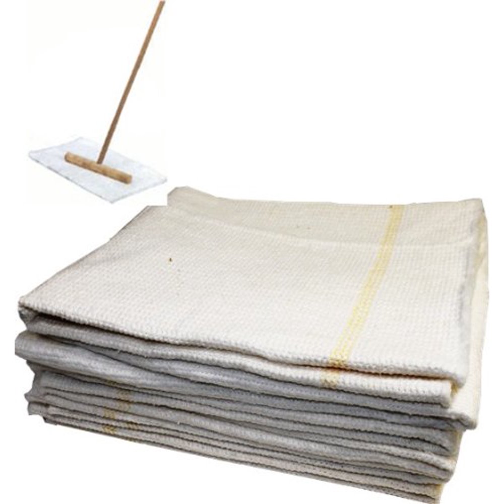 Cuban Style Mop White Cloth. Set of 6 (Wood stick not included