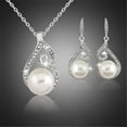 thumbnail image 3 of OUEPLLOZ Clearance 4K Gold Plated Rounded Shell Pearl Necklace and Stud Earring Set for Women | Jewelry Pack with Pearl Pendant Necklace and Stud Earrings(Silver,One Size), 3 of 6