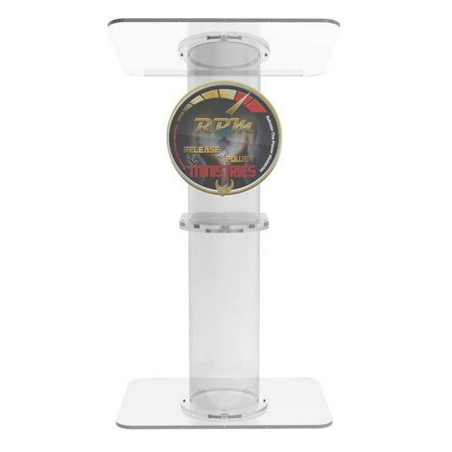 Clear Church Pulpit Event Lectern Plexiglass Acrylic Debate Podium School Simplicy Design 23.2" Wide X 17" Deep X 42" Tall Portable with Cup Holder Tab Custom Color Logo