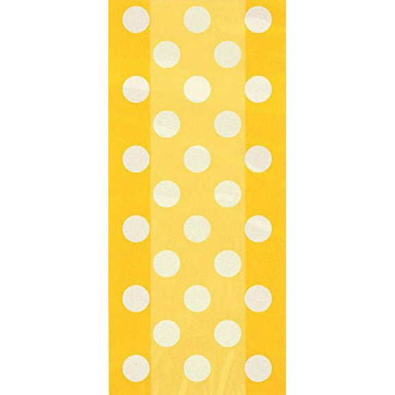 Yellow Polka Dot Cellophane Bags, 20ct
