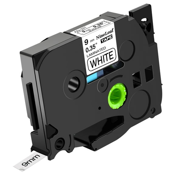 NineLeaf Compatible for Brother P-touch TZe-221 TZe221 TZ-221 TZ221 9mm 3/8 White Laminated Label Tape 0.35" x 26.2 ft (9mm x 8m)
