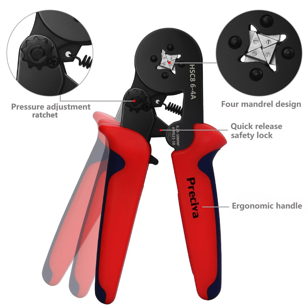 Ferrule Crimping Tool Kit AWG23-7 Self-adjustable Ratchet Wire Crimper Plier