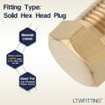thumbnail image 3 of LTWFITTING Brass Pipe Solid Hex Head Plug Fittings 1/8-Inch Male NPT Air Fuel Water Boat(Pack of 10), 3 of 4