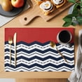 thumbnail image 2 of Black Chevron Placemats Set of 4 Geometric Navy Blue White Sea Wavy Striped Place Mats Indoor Wipeable Table Mats Washable Cloth Dining Table Placemats for Kitchen Holiday Party Home Decor 13x19 Inch, 2 of 9
