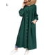 thumbnail image 1 of Vestido camisero Mujer Manga larga Bolsillo con botones Vestido de color sólido, Verde, L tholdsy AP001453-19B, 1 of 7