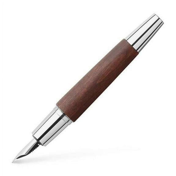 Faber-Castell Emotion Wood and Polished Chrome Dark Brown Fountain Pen - Fine