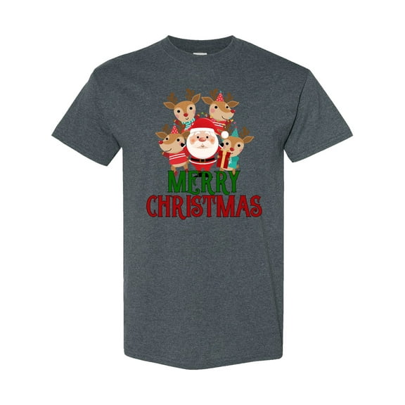 Inktastic Merry Christmas Santa Reindeer T-Shirt