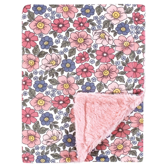 Cobija de Peluche Hudson Baby Floral Rosa Azul 76x102 cm