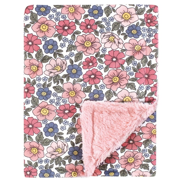 Cobija de Peluche Hudson Baby Floral Rosa Azul 76x102 cm