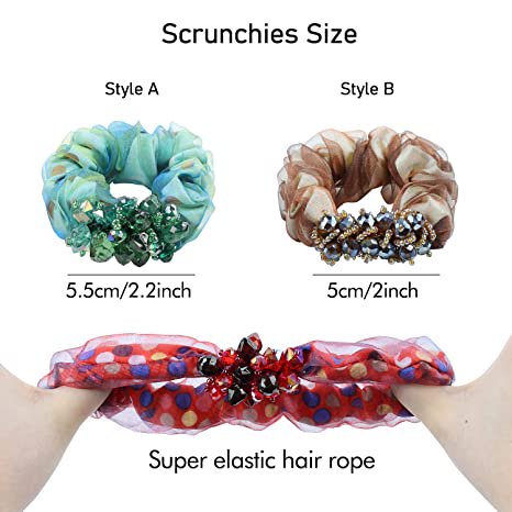 Rhinestone Mesh Hair Scrunchie Elastic Rubber Band for Bun Hairstyles Women Rhinestone Mesh Hair Scrunchie Elastic Rubber Band for Bun  main image 3