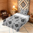 thumbnail image 3 of Manfei Tribal Geometric Diamond Twin Sheets, Vintage Cross Bedding, Black White Gray, Gray Reversible 3-Piece1 Flat Sheet + 1 Fitted Sheet + 1 Pillowcase, 3 of 6