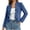 Dark Blue, variant on Women's Ruffle Trim Open Front Denim Jacket Long Sleeve Cropped Lightweight Jean Cardigan Y2k Streetwear Spring Fall Casual Outerwear Black