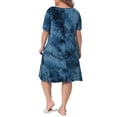 thumbnail image 3 of Vestido de Talla Grande Agnes Orinda para Mujeres con Cuello Redondo, Estampado de Tie Dye, Manga Corta, Vestidos Midi Casuales 2024 Azul 3X, 3 of 6